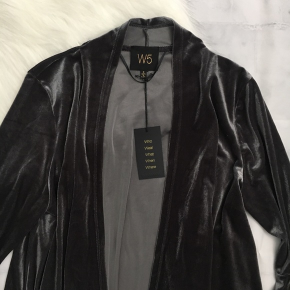 W5 Stretch Velvet Cardigan Jacket Wide Bell Cuff - Picture 3 of 6